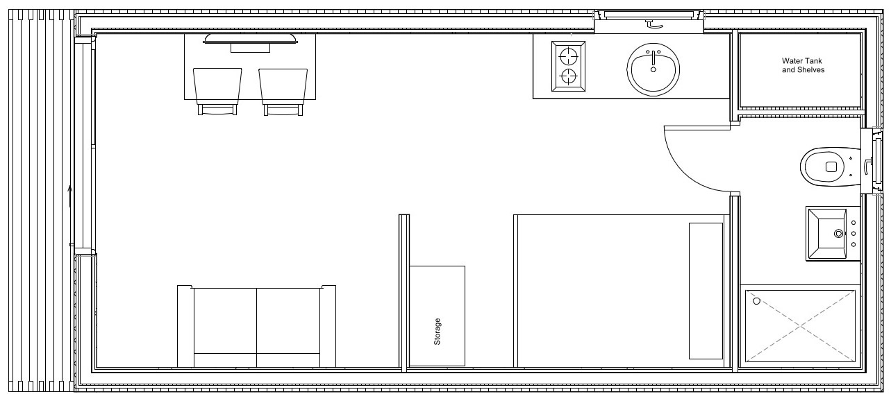 Cabin 8m x 3.5m x 3.5m LAYOUT A-Ground Floor Plan