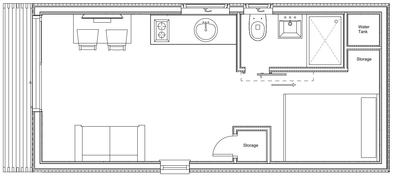 Cabin 8m x 3.5m x 3.5m LAYOUT B-Ground Floor Plan