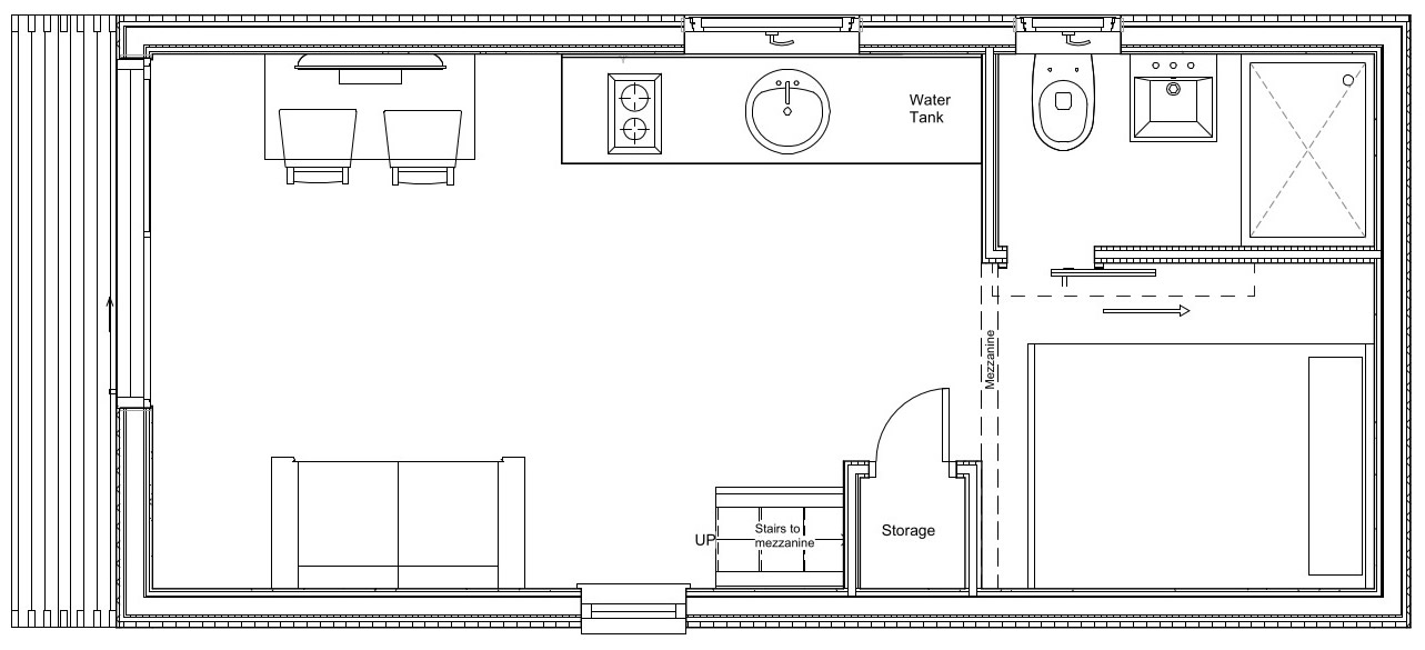 Cabin 8m x 3.5m x 4m Mezzanine