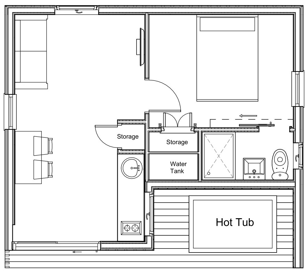 Duo 6.8m x 6m x 3.5m Hot Tub--Ground Floor Plan